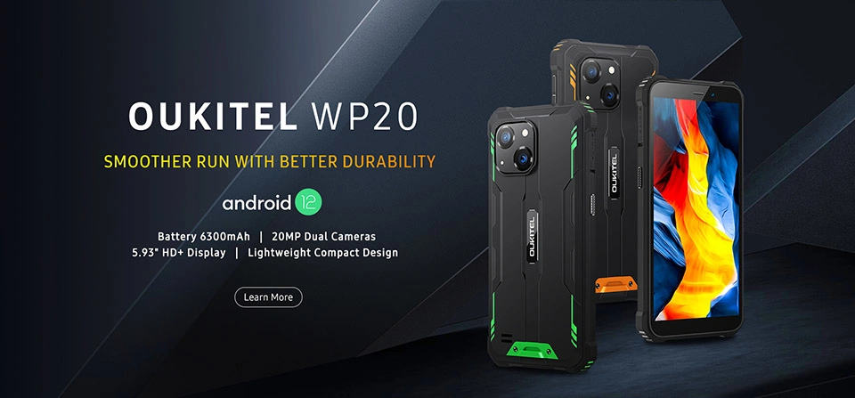 Oukitel Wp20 IP68 Double Camera 6300mAh Android 12 Rugged Smartphone